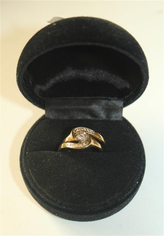 9ct diamond ring & similar amethyst ring
